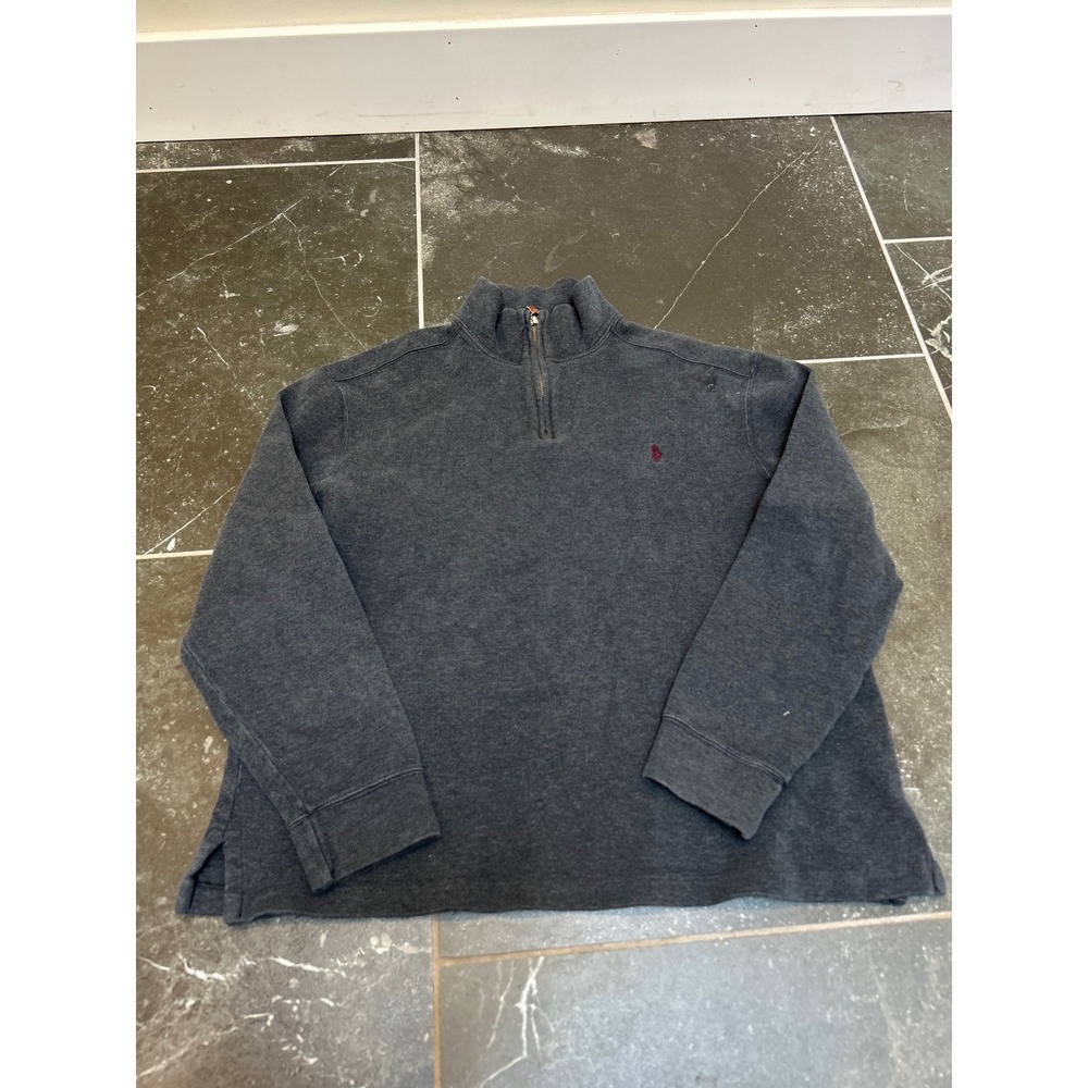 Polo Ralph Lauren Mens Large Grey 100% Cotton Quarter Zip Pullover Sweater L